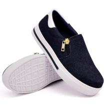 Tênis Slip On Casual Dk Shoes com Ziper Lateral e Sola Borracha com Listra