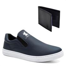 Tênis Slip On Casual Polo Masculino Extra Macio + Carteira