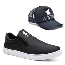 Tênis Slip On Casual Polo Masculino Solado Tr Confort + Boné