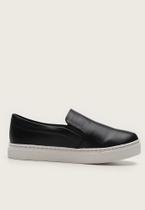 Tênis Slip On Couro Preto Sola Baixa Santa Lola