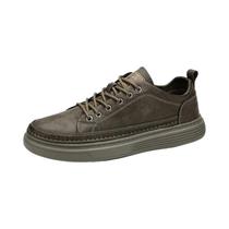 Tênis Slip-On De Couro Masculino Plataforma Clássico Casual Confortável Mocassins Planos De