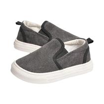Tênis Slip-on De Lona Preta Unissex Para Crianças, Calçados Para Caminhada E Corrida Para Bebês