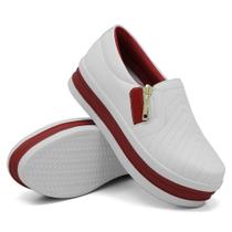 Tênis Slip On Detalhado com Zíper Lateral Amanda Block Solado Alto Leve