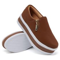 Tênis Slip On Dk Shoes com Ziper Detalhe em Listra e Sola Borracha Robusta