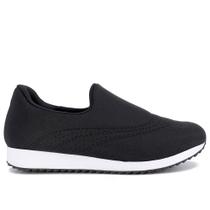 Tênis slip on elastano preto usaflex ag3611