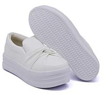 Tênis Slip On Feminino Casual Calce Fácil Nó frontal Sola Borracha Leve Estilo Conforto