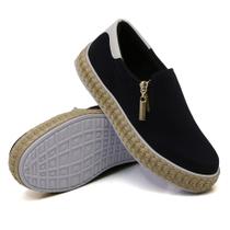 Tênis Slip On Feminino com Zíper e Sola Borracha Leve Calce Fácil Sola Plataforma Dia a dia Tênis Slip On Feminino com Zíper e Sola Borracha Leve Calce Fácil Sola Plataforma Dia a dia