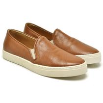 Tênis Slip-On Feminino Couro Calce Fácil Leve Conforto Moda