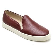 Tênis Slip On Feminino Couro Com Perfuros Casual Conforto Tênis Slip On Feminino Couro Com Perfuros Casual Conforto