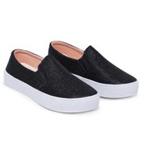 Tenis Slip On Feminino Glitter Moda Confortavel Festa Casual Brilho