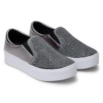 Tênis Slip On Feminino Prateado PDK