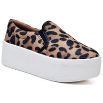 Tênis Slip on Feminino Salto Plataforma Onça Balluga