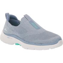 Tênis Slip On Go Walk 6 Hyper Pillar Glimmering 124502 Skechers Azul Turquesa