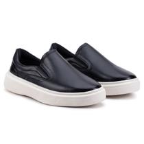 Tênis Slip On Iate Estilo Shoes Masculino Couro Confortável Calce Fácil