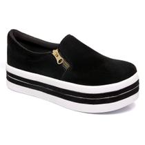 Tenis Slip On Iate Feminino Com Zíper Lateral De Plataforma Alta
