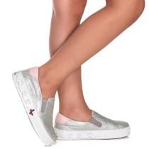 Tênis Slip On Infantil Menina Glitter Prata - Estilo Shoes