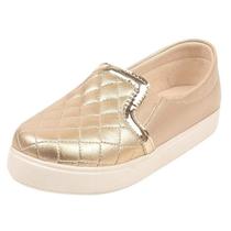 Tênis Slip On Infantil Menina Matelassê Dourado Tênis Slip On Infantil Menina Matelassê Dourado