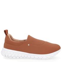 Tênis Slip On Marrom Canela Elastano Sola Branca