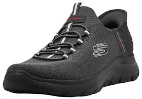 Tênis Slip-On Masculino Skechers Summits, Cinza Escuro, 41 Wide