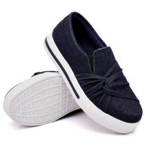 Tênis Slip On Moda Casual Feminino Fashion Sola Borracha Leve com Listra Dia a Dia