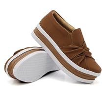 Tênis Slip On Moda Fashion Casual Feminino com Nó Frontal Sola Reta Alta Calce Fácil