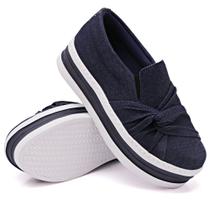 Tênis Slip On Moda Fashion Casual Feminino Nó Frontal Sola Reta Alta Mulher Elegante
