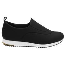 Tênis Slip On Preto Elastano Detalhe Costura