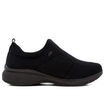 Tênis slip on preto elastano detalhe usaflex ab6412