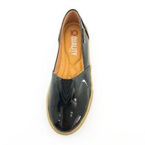Tênis Slip On Quality Shoes Feminino 002 Verniz Preto Sola Caramelo