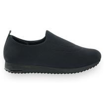 Tênis Slip On Todo Preto Elastano Detalhe Costura