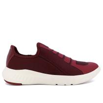 Tênis Slip On Vermelho Elastano Detalhes Couro