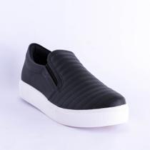 Tênis Slipon Preto Matelassê Flat - Almeria Shoes