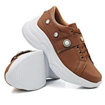 Tênis Sneaker Chunky Moda Casual Feminino com Cadarço Sola Leve Conforto Mulher Fashion