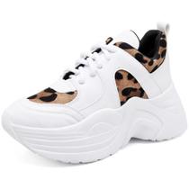 Tênis Sneaker Chunky Pires Shoes com Cadarço Detalhe em Estampa e Sola Borracha