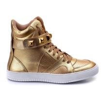 Tenis Sneaker Feminino Botinha Treino Academia Cano Alto couro legitímo