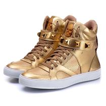 Tênis Sneaker Feminino Cano Alto Couro Legítimo Pyramid Academia Estilo Street