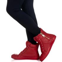 Tênis Sneaker Feminino Cano Alto Fitness Academia Caveira Zíper Couro Legítimo 10200 Várias Cores Tênis Sneaker Feminino Cano Alto Fitness Academia Caveira Zíper Couro Legítimo 10200 Várias Cores