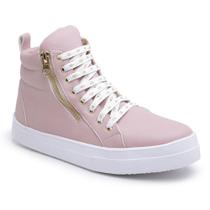 Tênis Sneaker Feminino Cano Médio Zíper Conforto Estilo