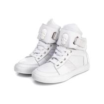 Tênis Sneaker Feminino Caveira Cano Alto Academia Couro Legítimo 50100 Várias Cores