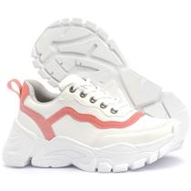 Tênis Sneaker Feminino Chunky Dad Casual Sapatore Branco e Rosa