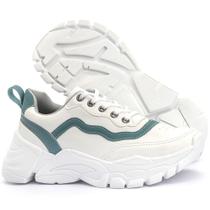 Tênis Sneaker Feminino Chunky Dad Casual Sapatore Branco e Verde