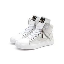 Tênis Sneaker Feminino Zíper Cano Alto Academia Couro Legítimo 20500 Várias Cores