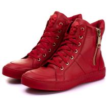 Tenis Sneaker Fitness Feminino Botinha Academia Couro Ziper Tenis Sneaker Fitness Feminino Botinha Academia Couro Ziper