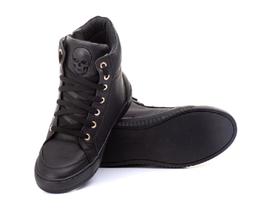 Tenis Sneaker Fitness Feminino Botinha Academia Couro Ziper