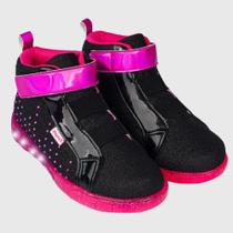 Tênis Sneaker Infantil Menina Pampili de Led Cano Médio Preto