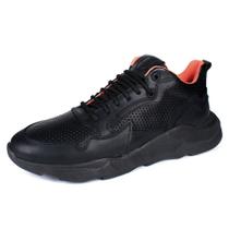Tenis Sneaker Masculino Couro Palmilha Gel Recortes 3D Macio