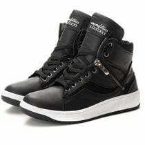 Tênis Sneaker Unissex Couro Legitimo Branco Dourado