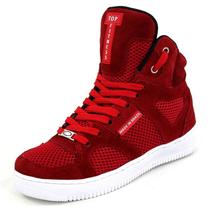 Tenis Sneakers Cano Alto Top Fitness Vermelho