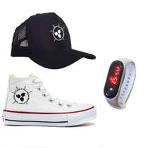 Tênis Star Boné E Relógio Kit Do Naruto Selo