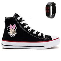 Tênis Star Novo Botinha Minnie Mouse Disney Com Relógio Lançamento Tênis Star Novo Botinha Minnie Mouse Disney Com Relógio Lançamento